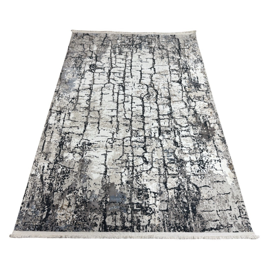 230 x 160 cm Grey & Ivory Modern Stone Pattern Area Rug
