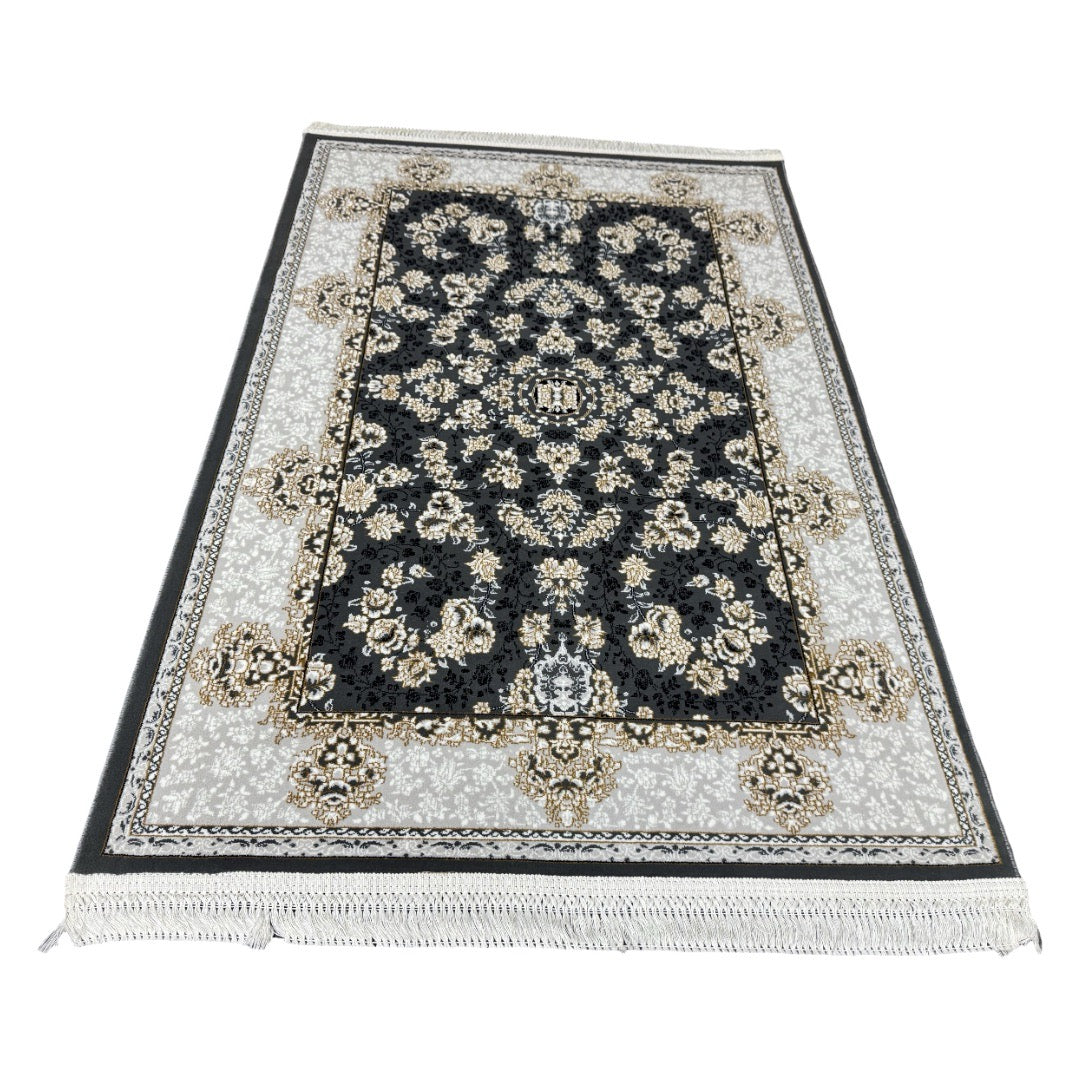 Ivory and charcoal Persian rug detail