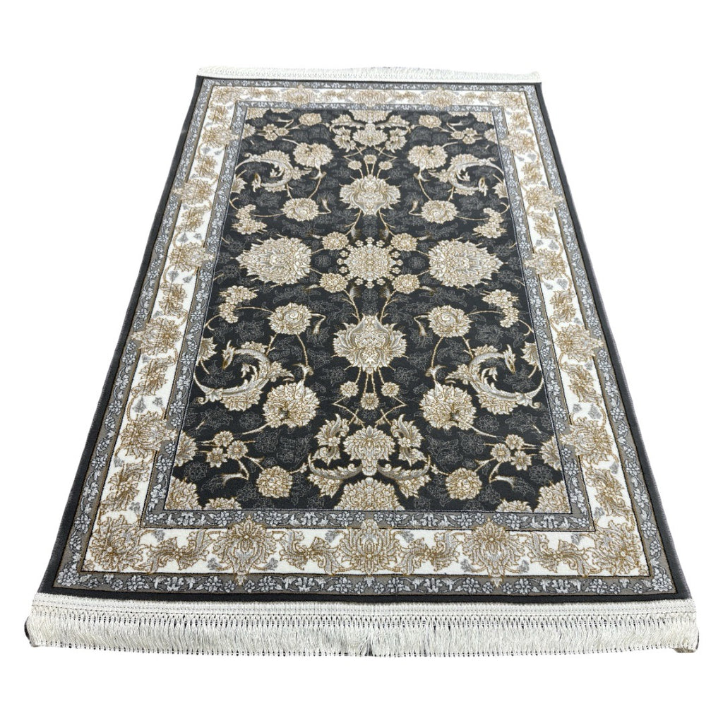 Regal bloom grey and ivory rug detail