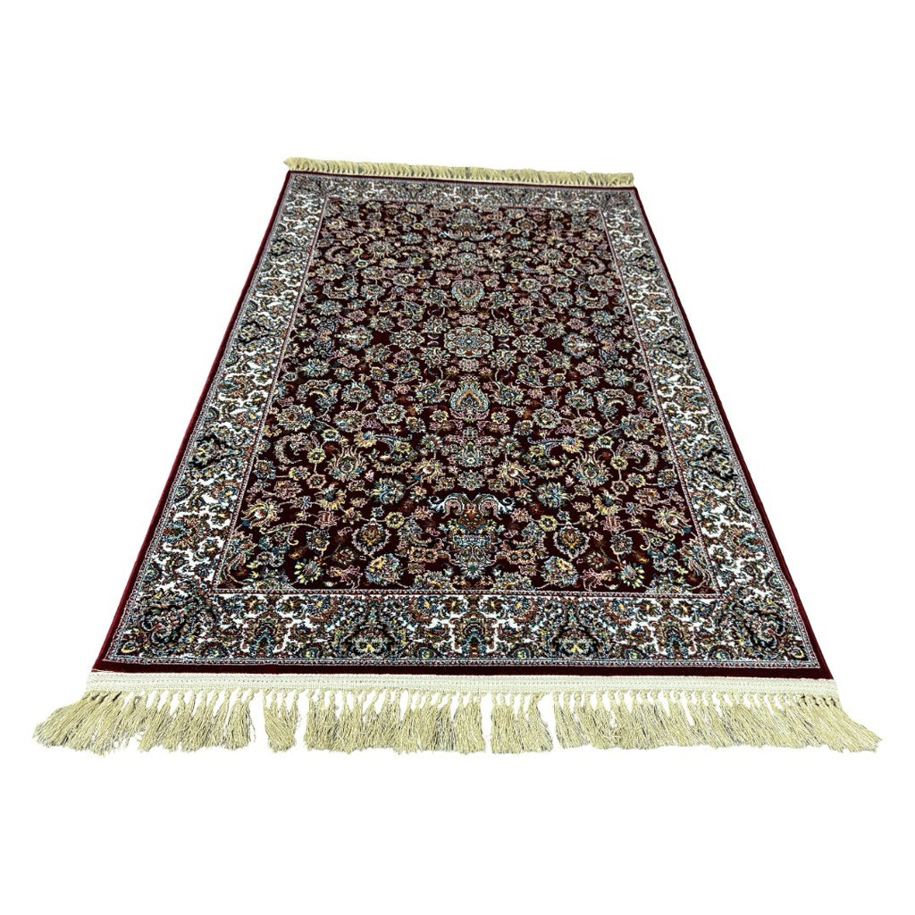 Deep red garden heritage rug detail