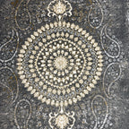 Vintage grey floral medallion rug detail