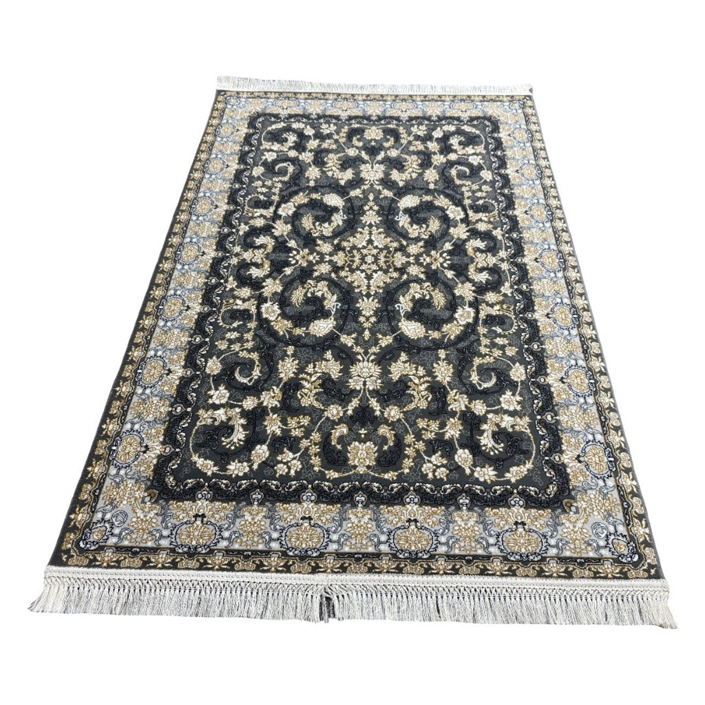 Ivory and grey Persian rug detail