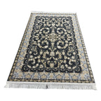 Ivory and grey Persian rug detail