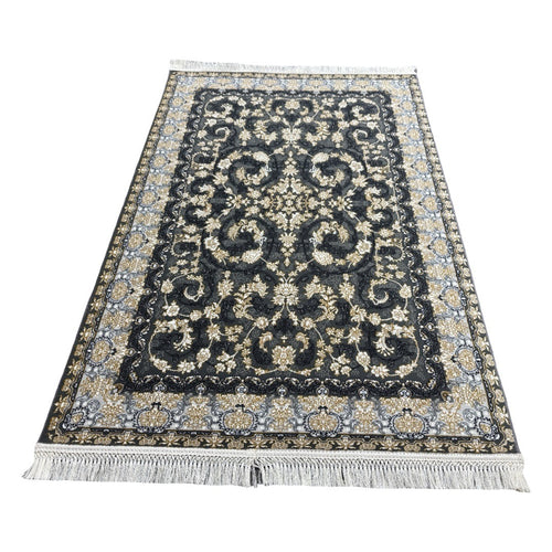 Ivory and grey Persian rug detail