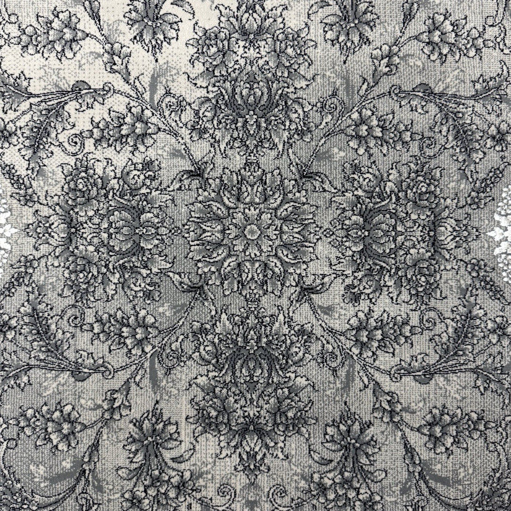 Grey Persian floral rug detail