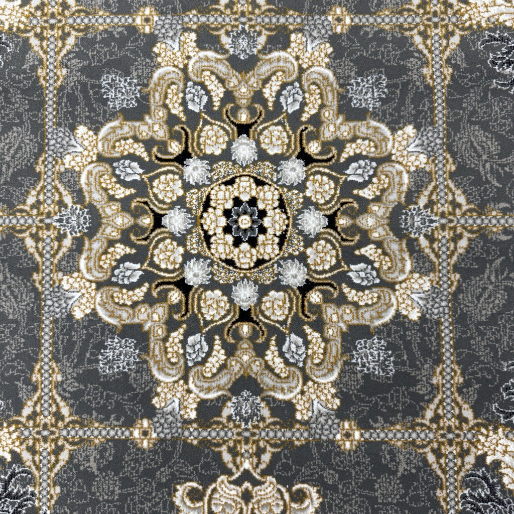 Gold and grey medallion rug detail