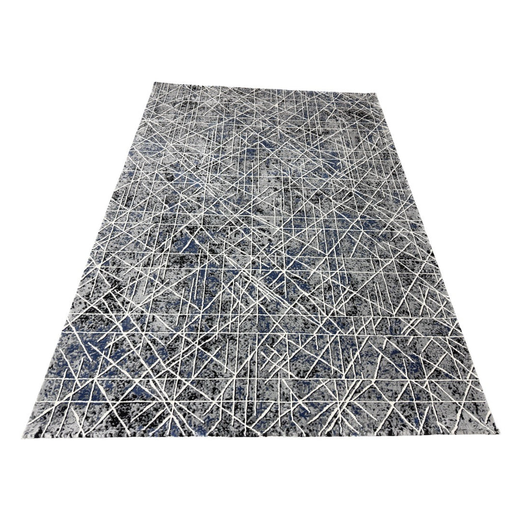 230 x 160 cm Silver Blueprint Crossline Designer Rug