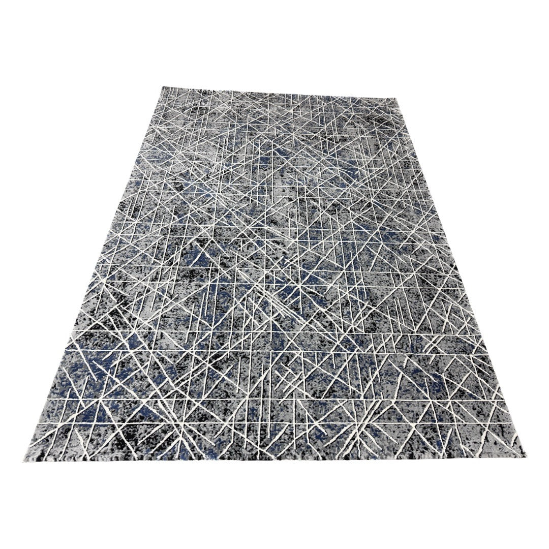 230 x 160 cm Silver Blueprint Crossline Designer Rug