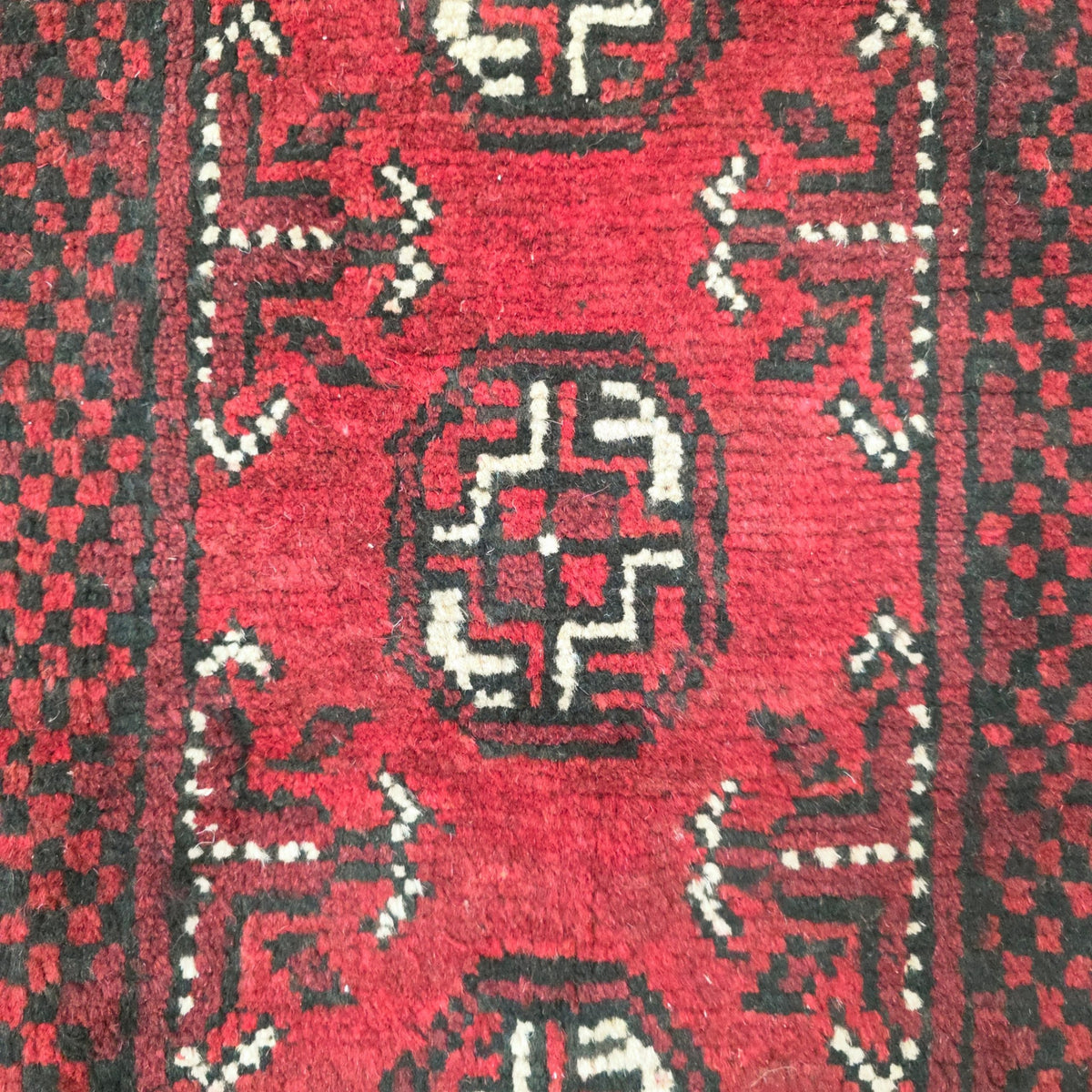 140 x 50 cm Hand-Knotted Red Bokhara Afghan Akche