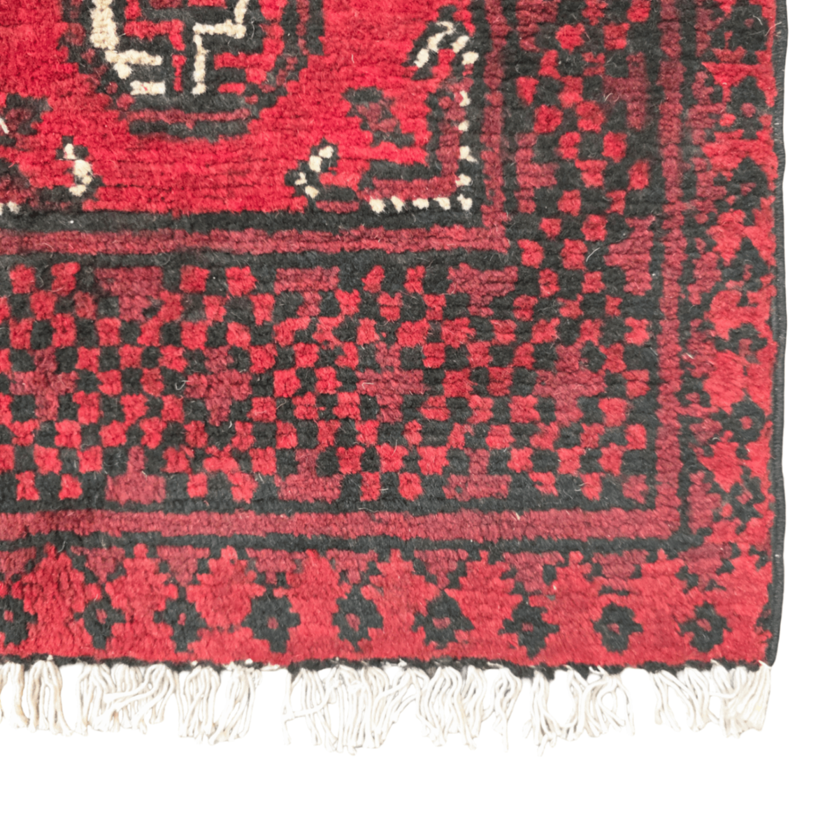 140 x 50 cm Hand-Knotted Red Bokhara Afghan Akche