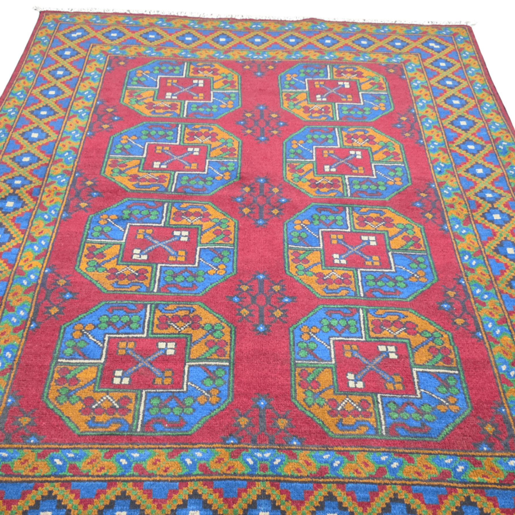 200 x 145 cm Hand-Woven Afghan Akche Rug