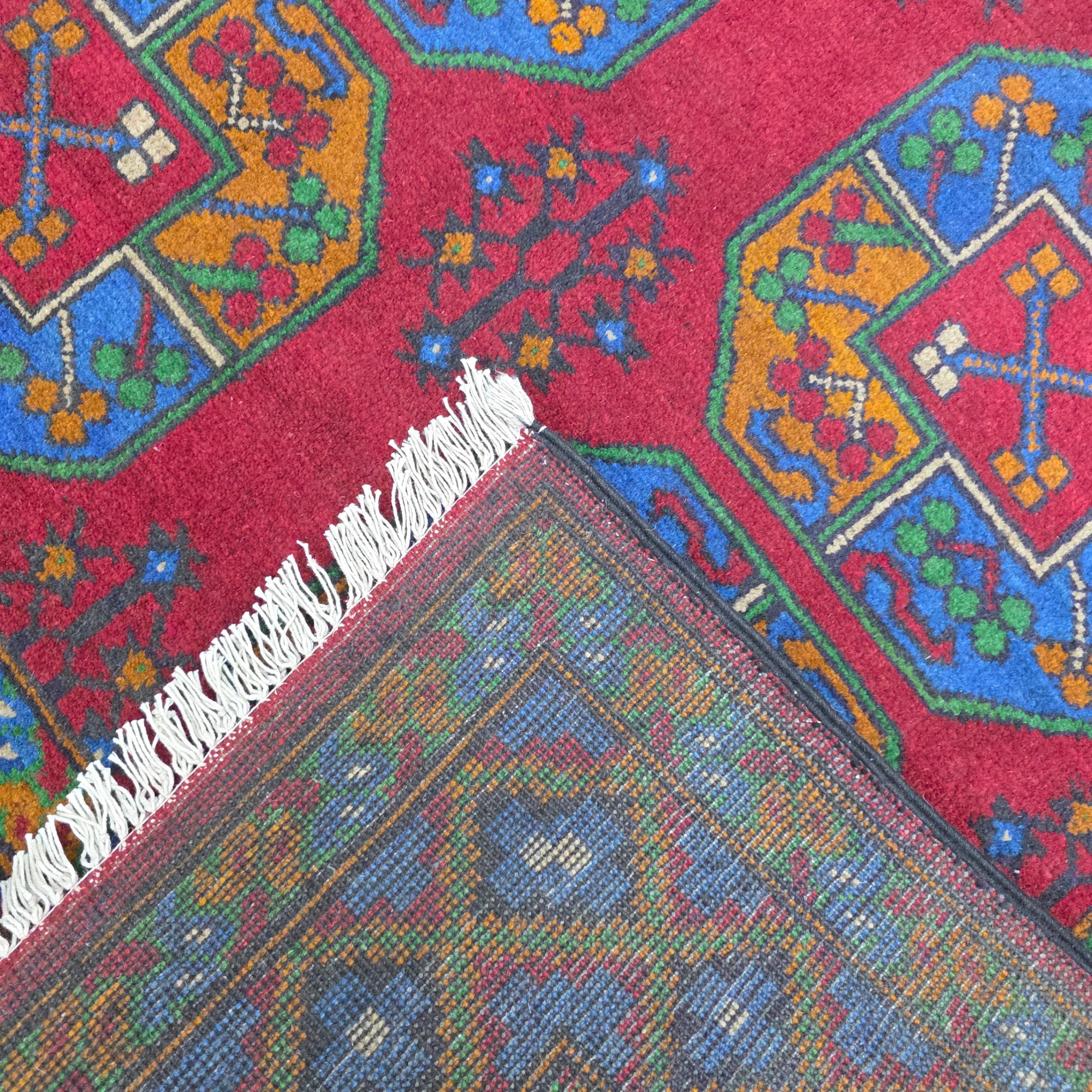 200 x 145 cm Hand-Woven Afghan Akche Rug