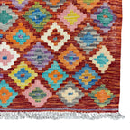 202 x 77 cm Hand-Woven Afghan Kilim Runner Rug – Wool Flatweave