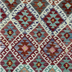 215 × 152 cm Hand-Woven Afghan Kilim Rug – Wool Flatweave