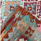 215 × 152 cm Hand-Woven Afghan Kilim Rug – Wool Flatweave