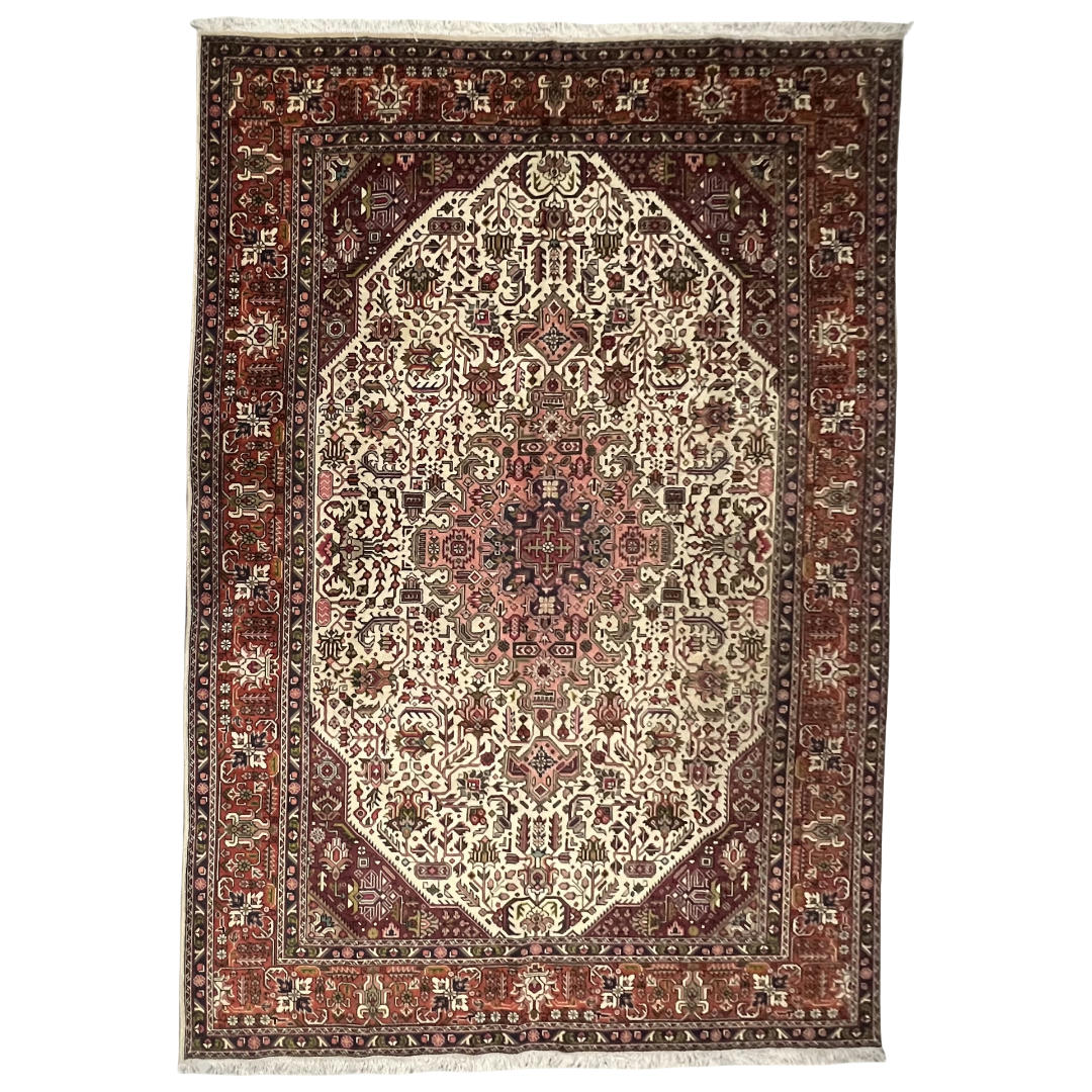 300 x 200 cm Hand-Knotted Persian Geometric Tabriz Wool Rug