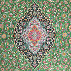 300 x 200 cm Persian Green Kashan Rug, Floral Medallion