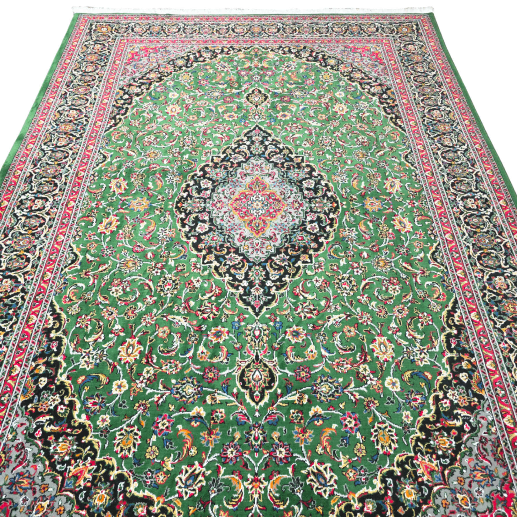 300 x 200 cm Persian Green Kashan Rug, Floral Medallion