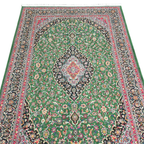300 x 200 cm Persian Green Kashan Rug, Floral Medallion