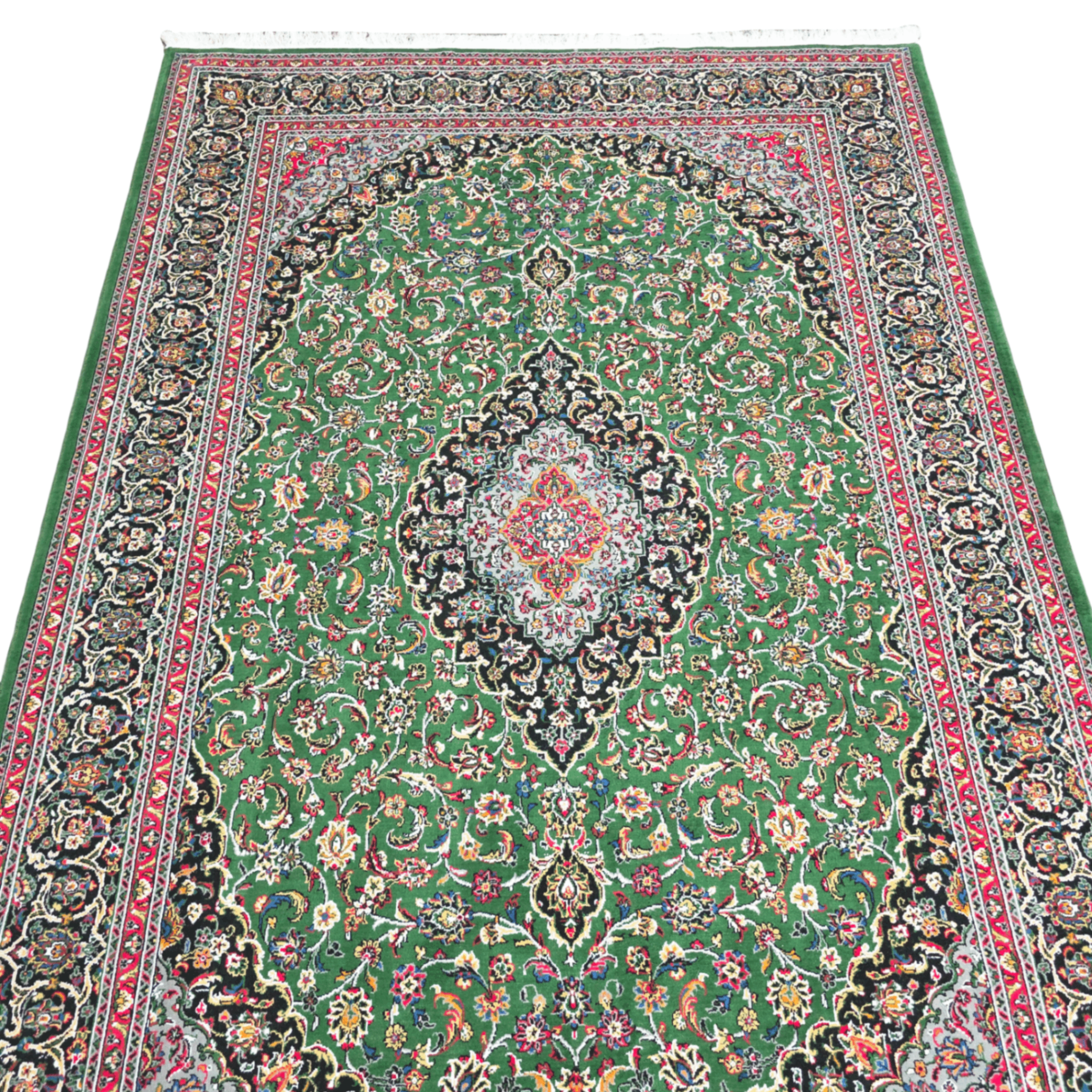 300 x 200 cm Persian Green Kashan Rug, Floral Medallion