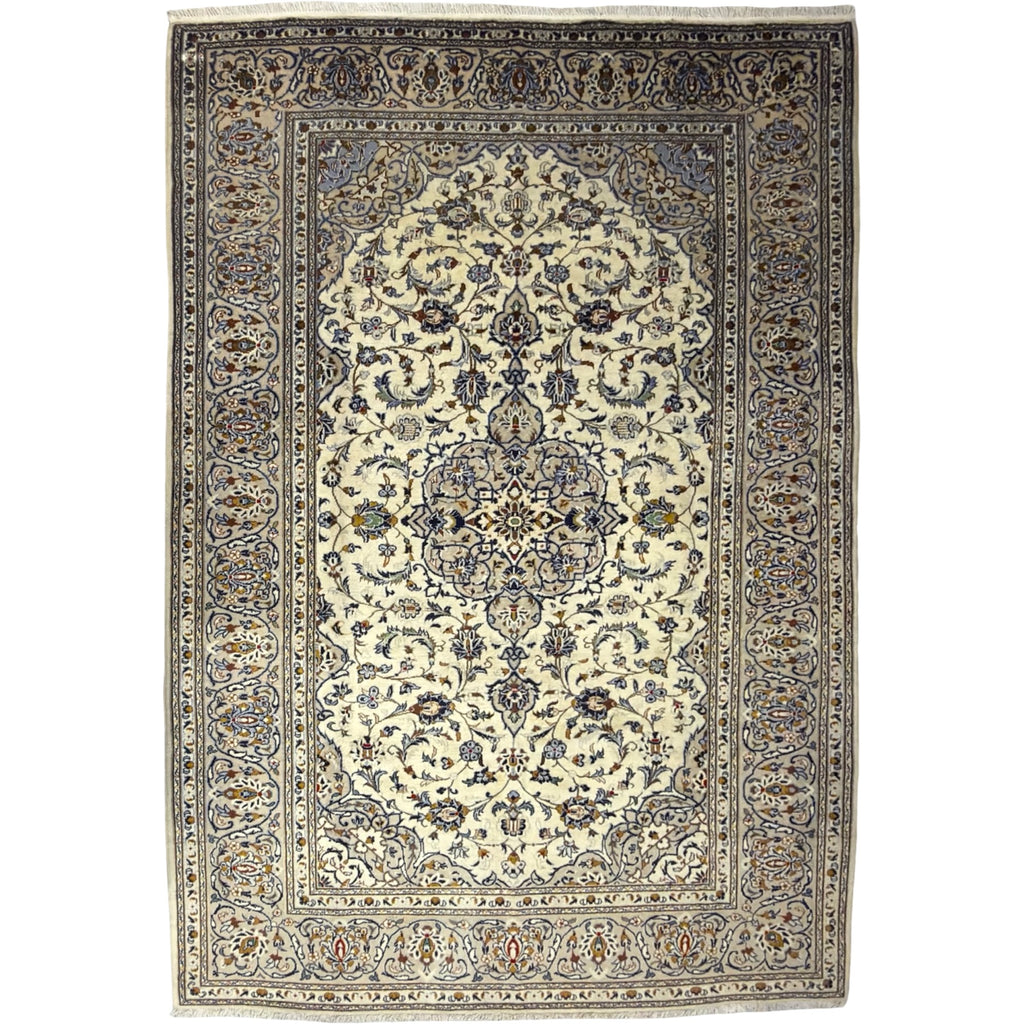 300 x 207 cm Hand-Knotted Persian Kashan Cream Rug