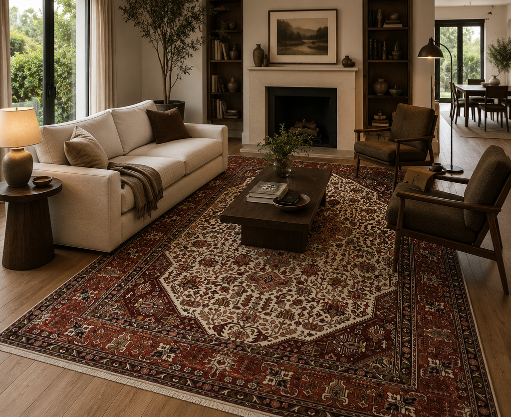 300 x 200 cm Hand-Knotted Persian Geometric Tabriz Wool Rug