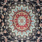300 x 200 cm Persian Anthracite Kashan Rug, Floral Medallion