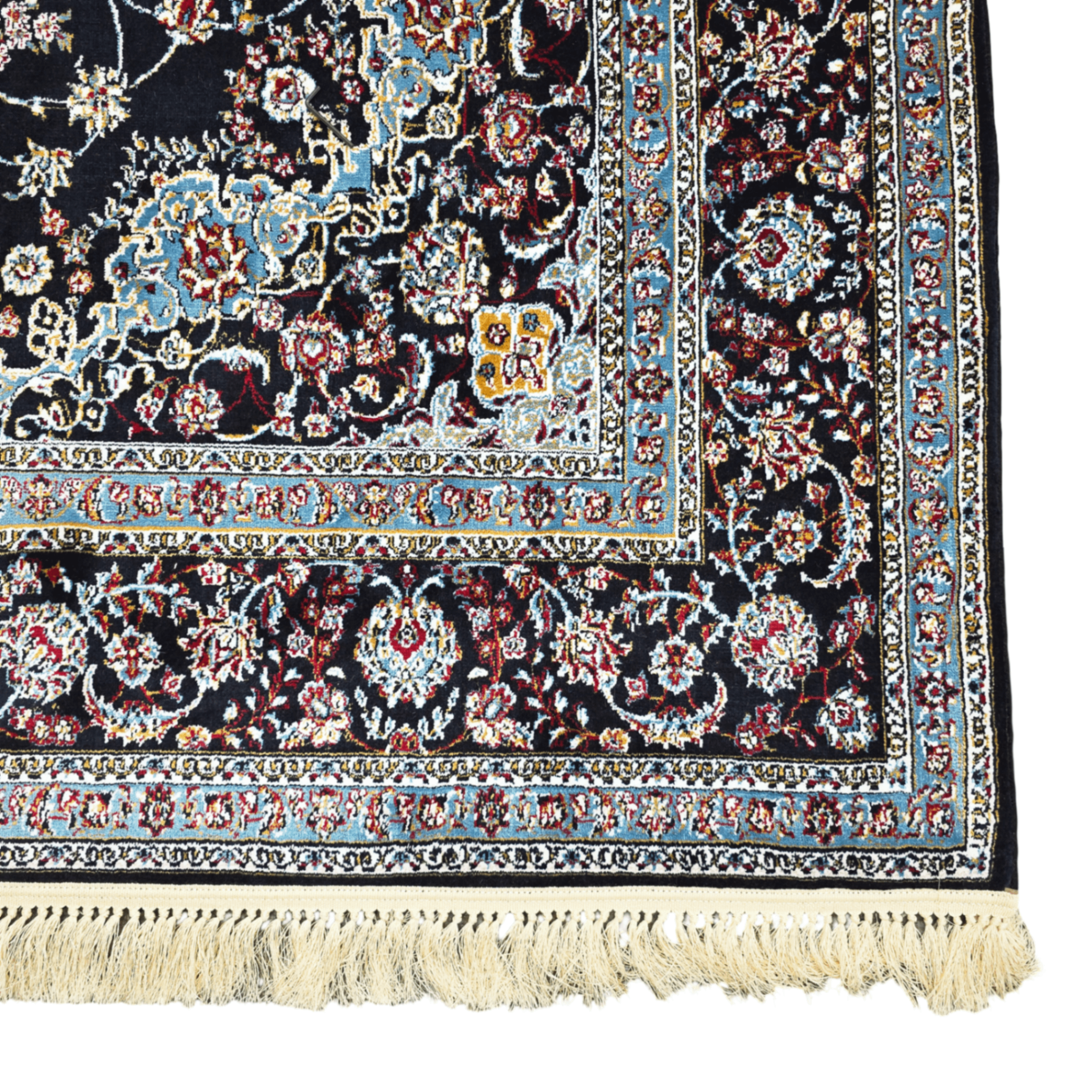 300 x 200 cm Persian Anthracite Kashan Rug, Floral Medallion