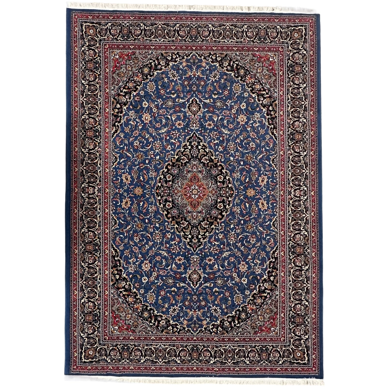300 x 200 cm Persian Blue Kashan Rug – Floral Medallion