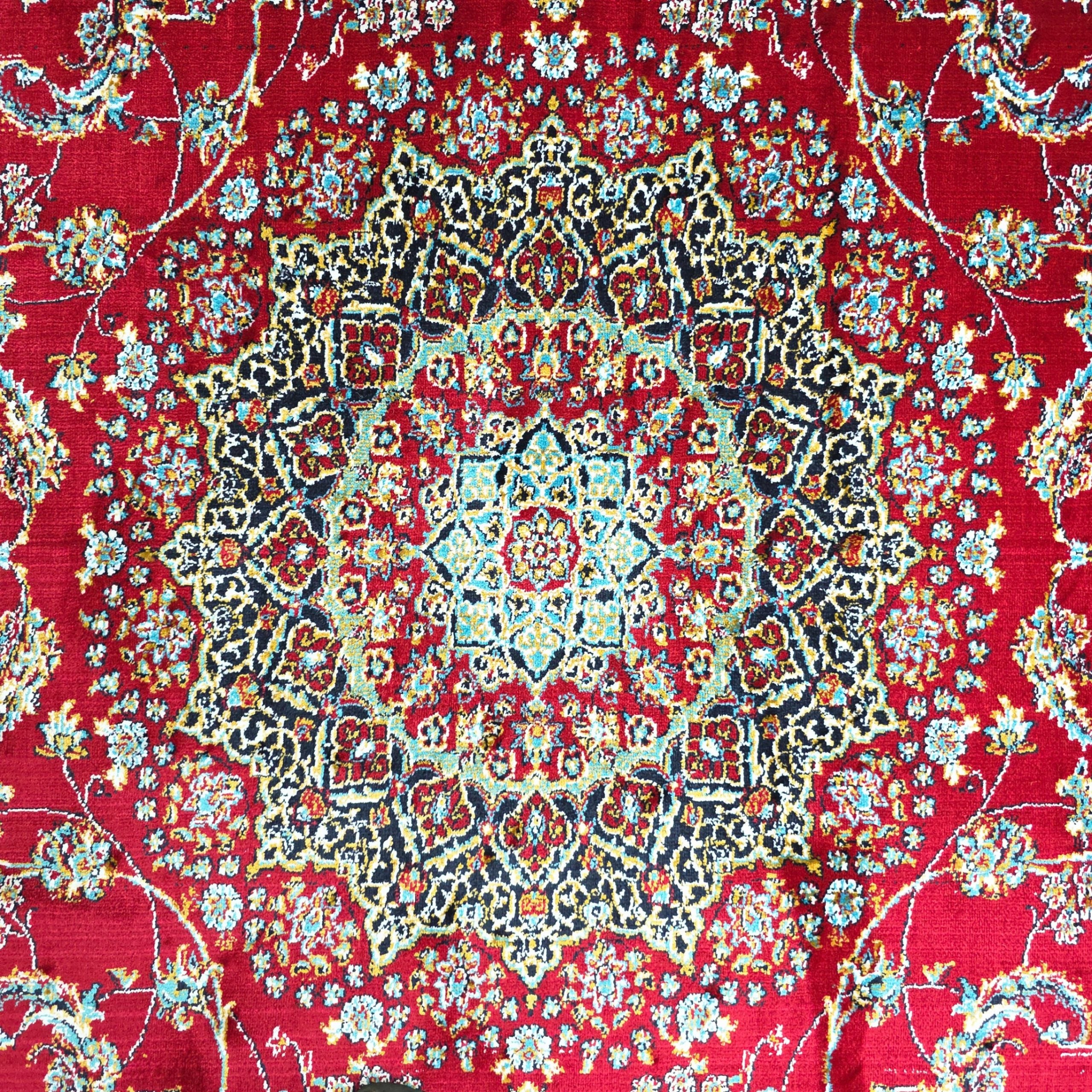 300 x 200 cm Persian Red Kashan Rug, Floral Medallion
