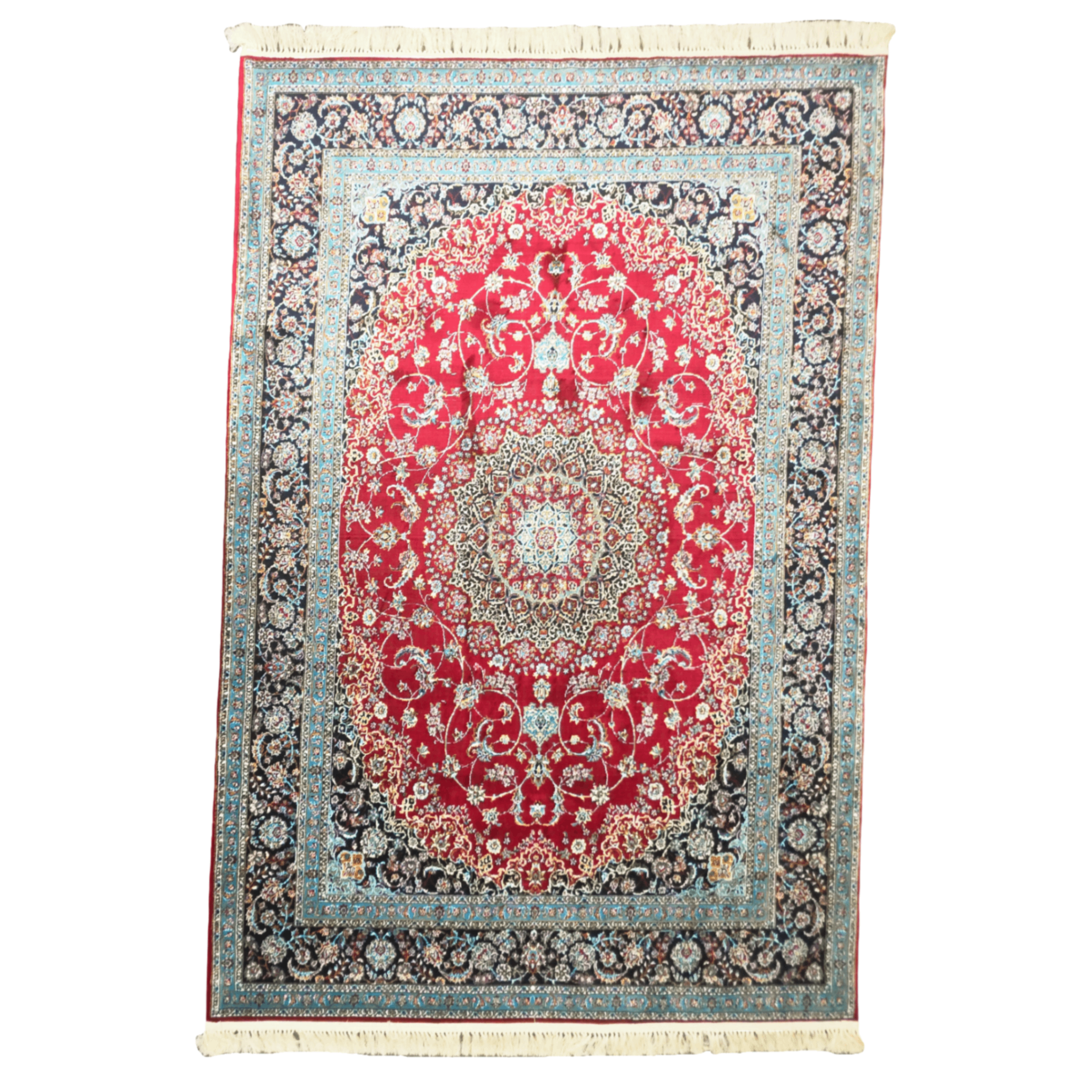 300 x 200 cm Persian Red Kashan Rug, Floral Medallion
