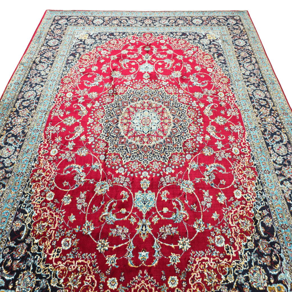 300 x 200 cm Persian Red Kashan Rug, Floral Medallion