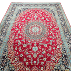 300 x 200 cm Persian Red Kashan Rug, Floral Medallion