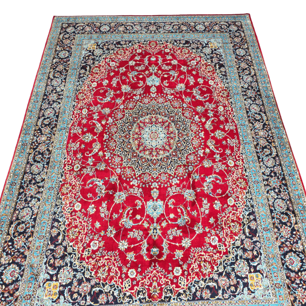 300 x 200 cm Persian Red Kashan Rug, Floral Medallion