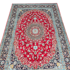 300 x 200 cm Persian Red Kashan Rug, Floral Medallion