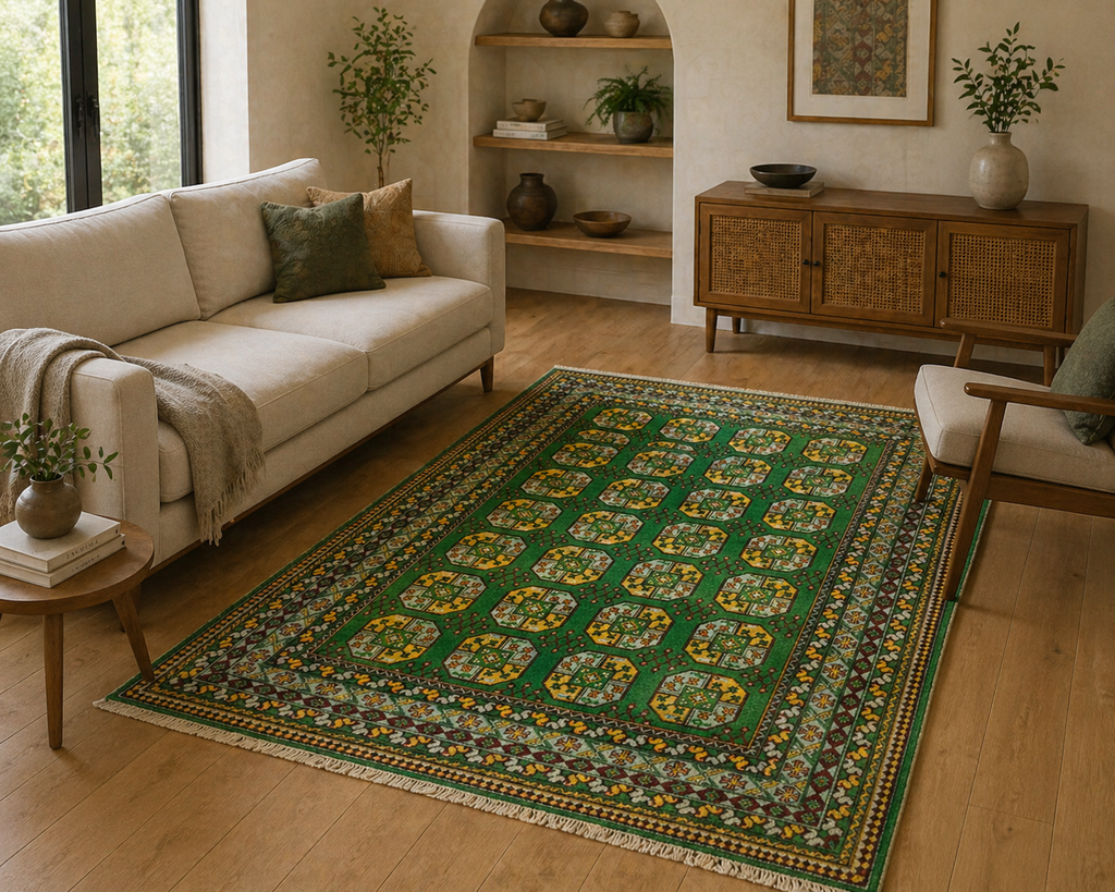 301 x 203 cm Hand-Knotted Afghan Akche Filpai Geometric Rug