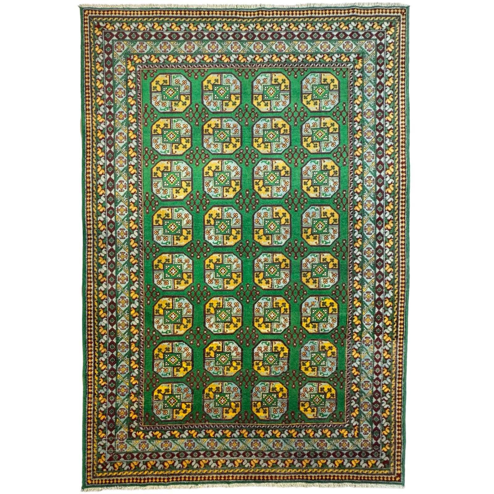 301 x 203 cm Hand-Knotted Afghan Akche Filpai Geometric Rug