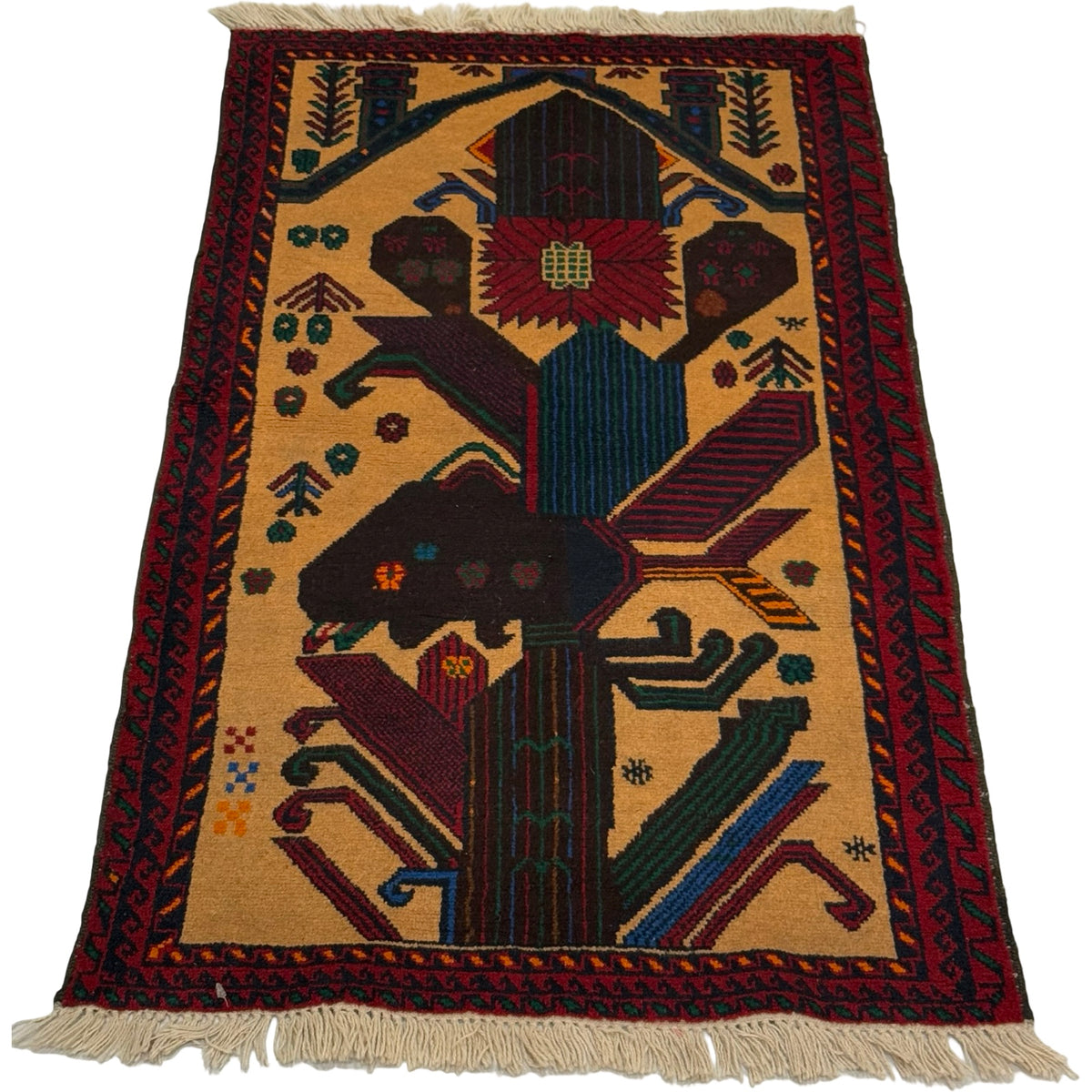 140 x 80 cm Hand Knotted Afghan Tribal Baluch Rug