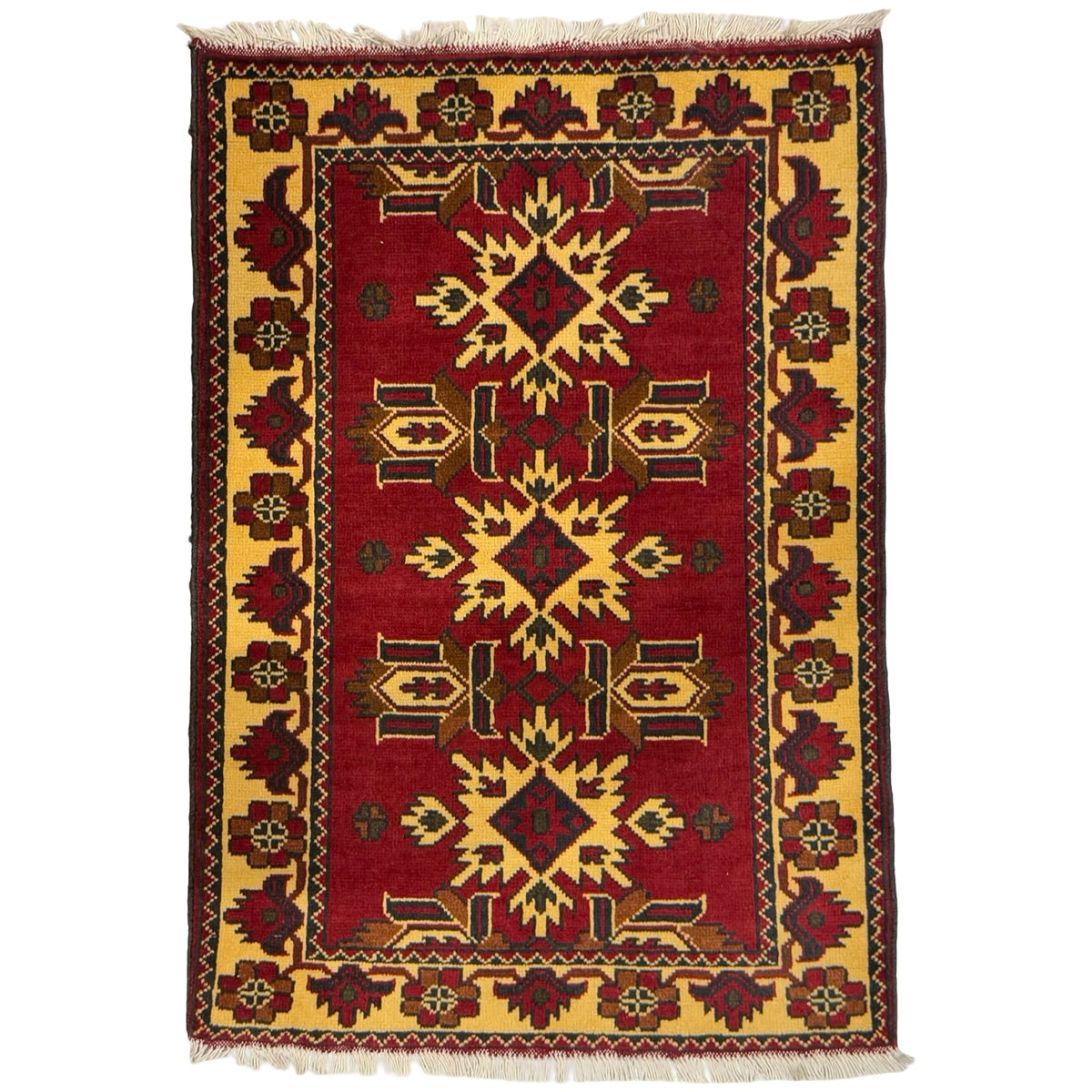 120 x 80 cm Hand Knotted Afghan Kazak Rug