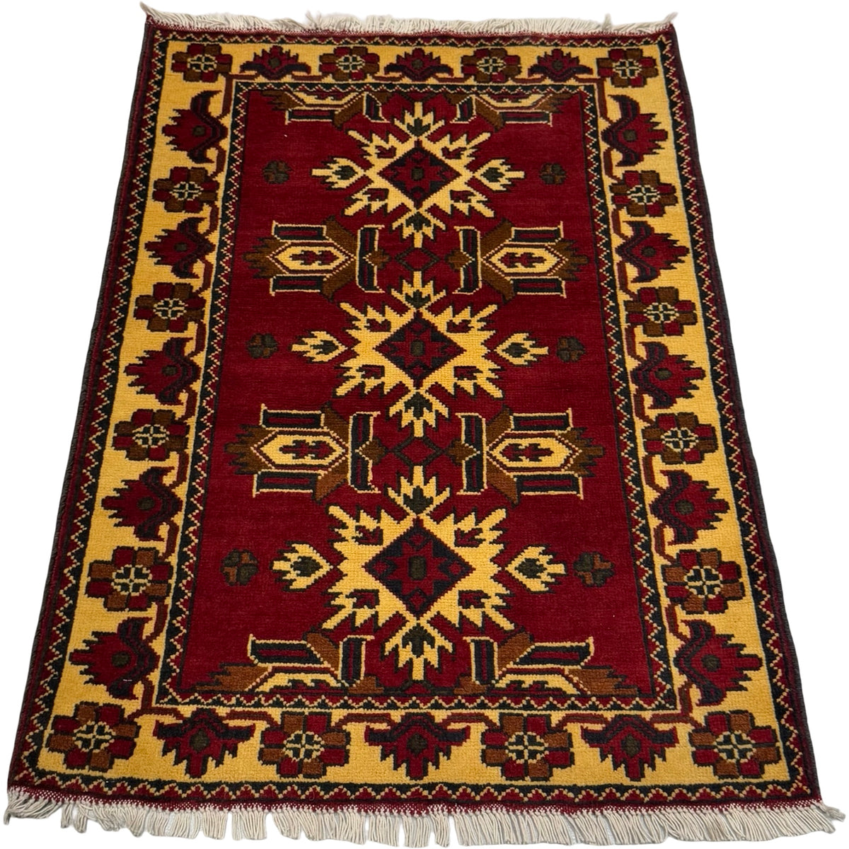 120 x 80 cm Hand Knotted Afghan Kazak Rug
