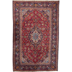 303 x 190 cm Hand-Knotted Persian Kashan Floral Medallion Rug