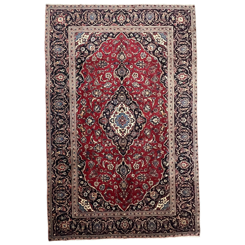 305 x 190 cm Hand-Knotted Persian Kashan Wool Rug