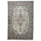 305 x 195 cm Hand-Knotted Persian Floral Kashan Cream Rug