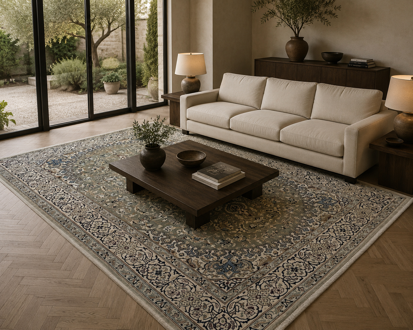 305 x 197 cm Hand-Knotted Persian Nain Wool Rug