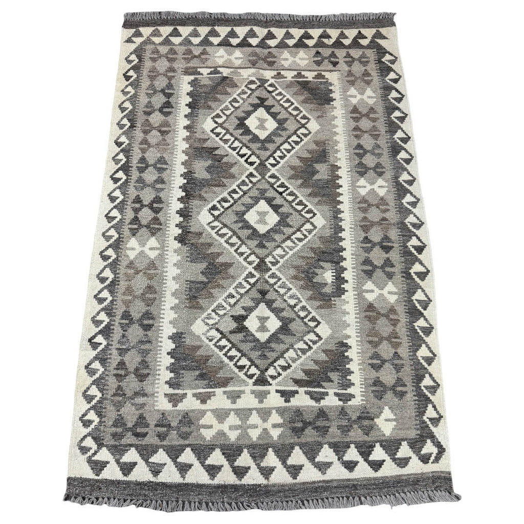148 × 103 cm Hand-Woven Afghan Kilim Rug – Wool Flatweave