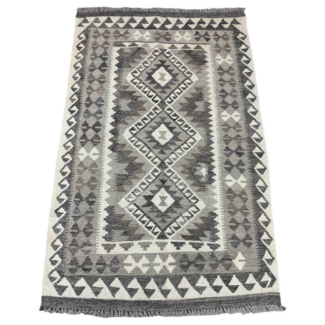 157 × 98 cm Hand-Woven Afghan Kilim Rug – Wool Flatweave