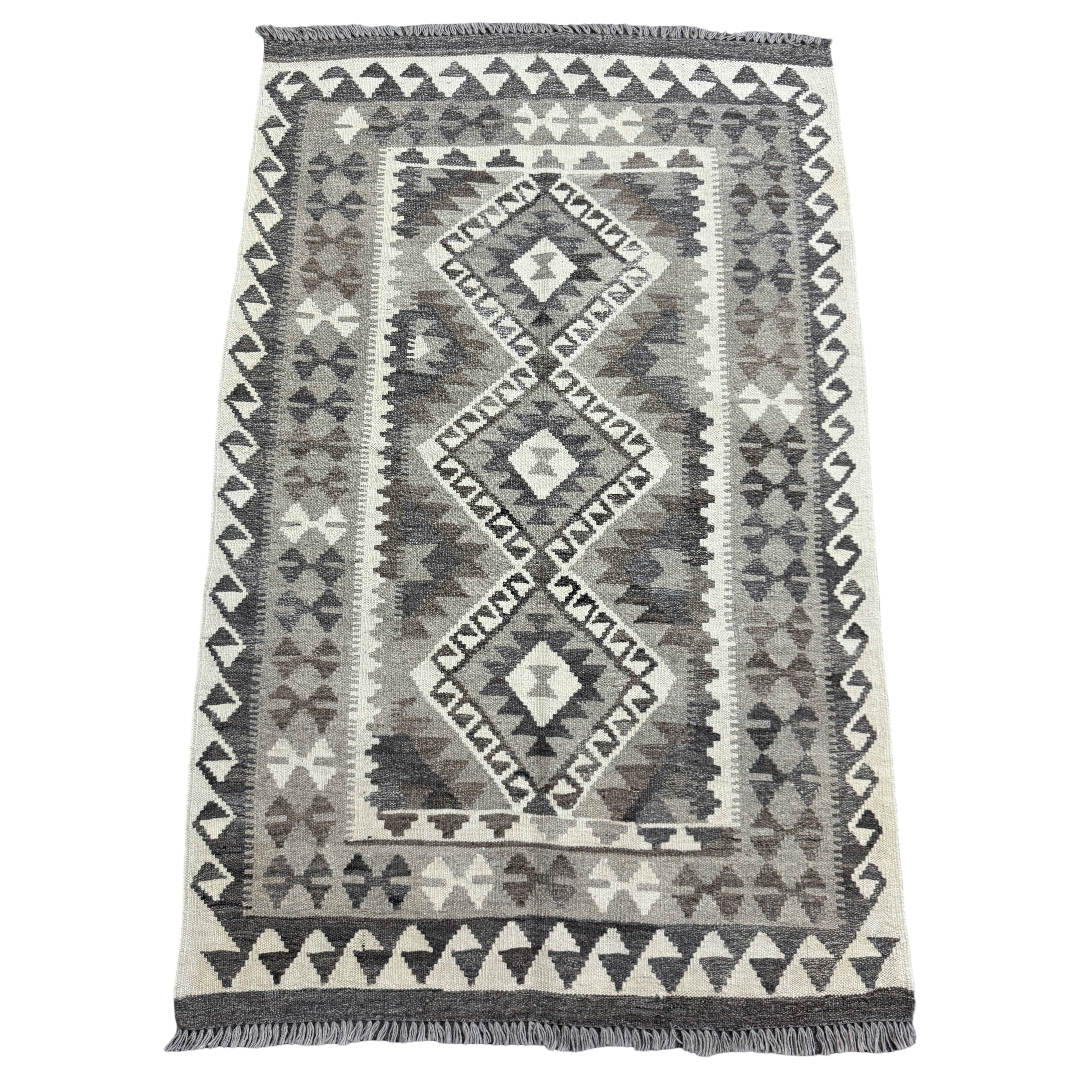 148 × 103 cm Hand-Woven Afghan Kilim Rug – Wool Flatweave