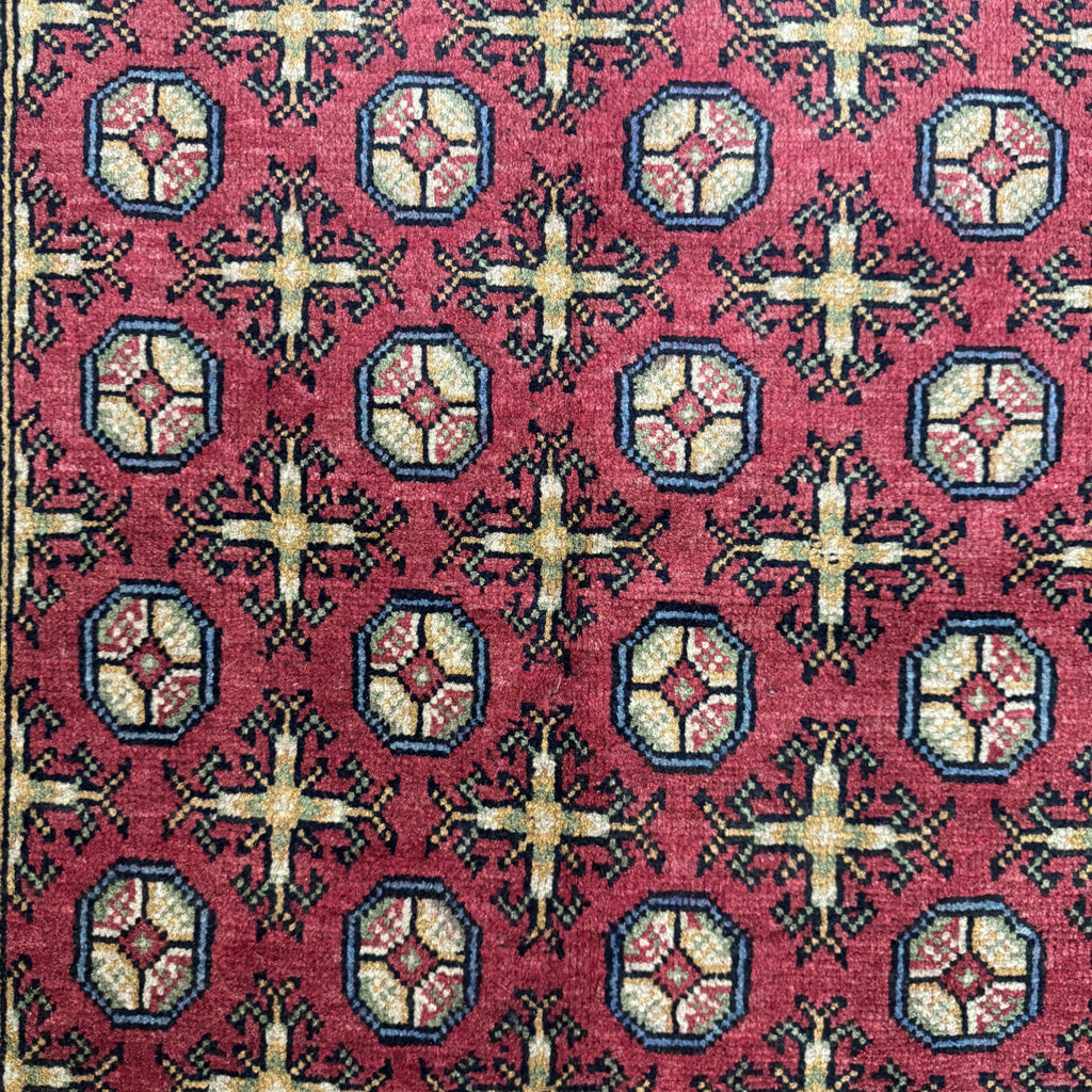 180 x 114 cm Hand-Knotted Afghan Akche Rug, Red