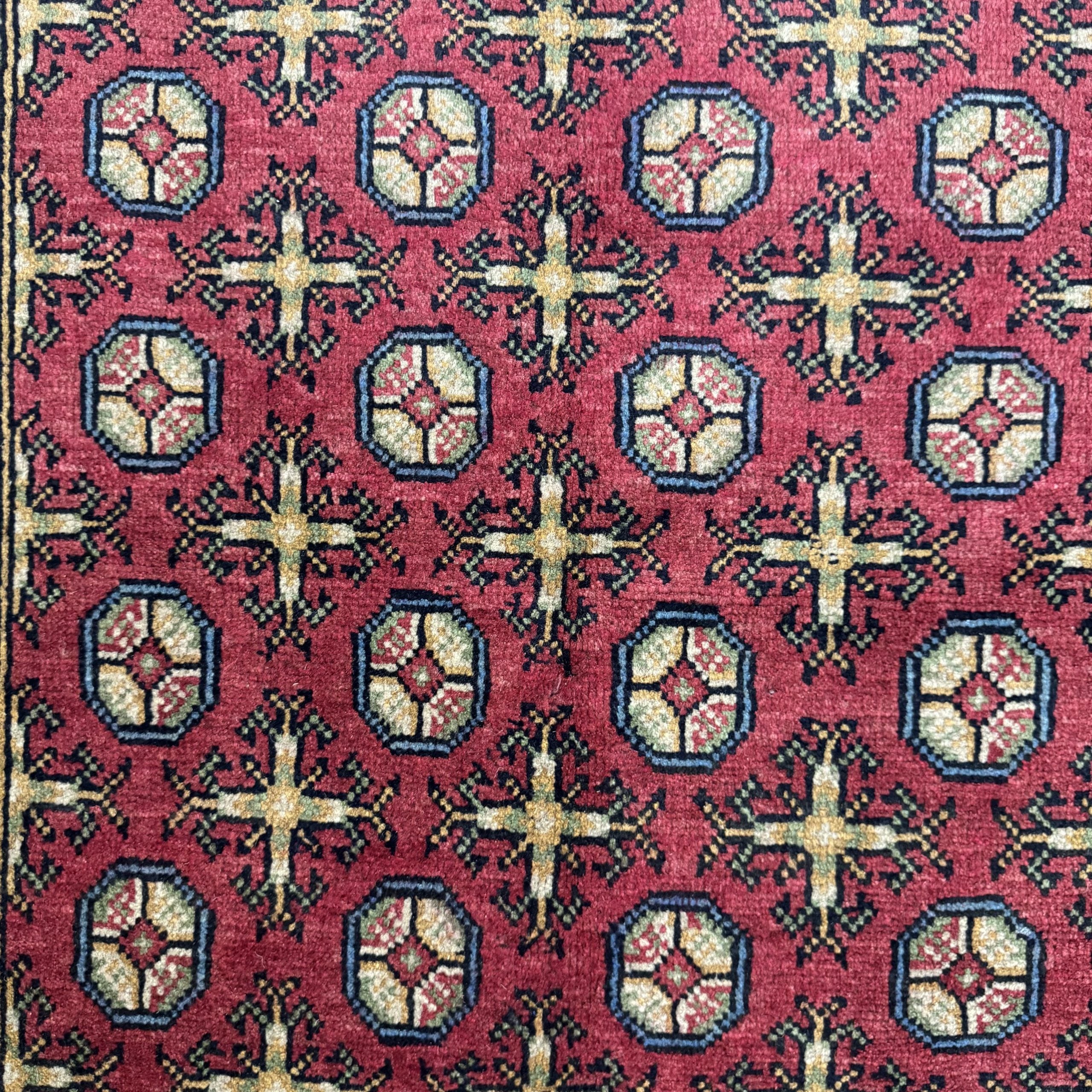 180 x 114 cm Hand-Knotted Afghan Akche Rug, Red