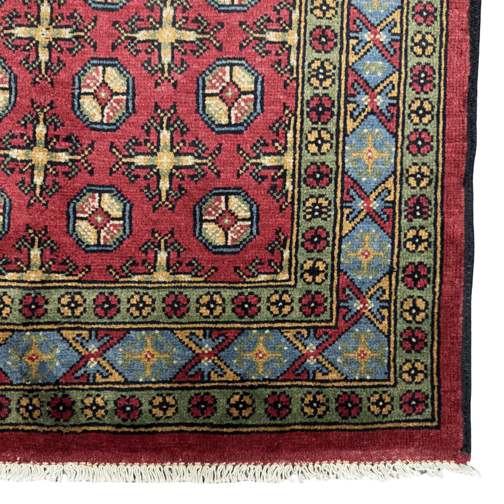180 x 114 cm Hand-Knotted Afghan Akche Rug, Red